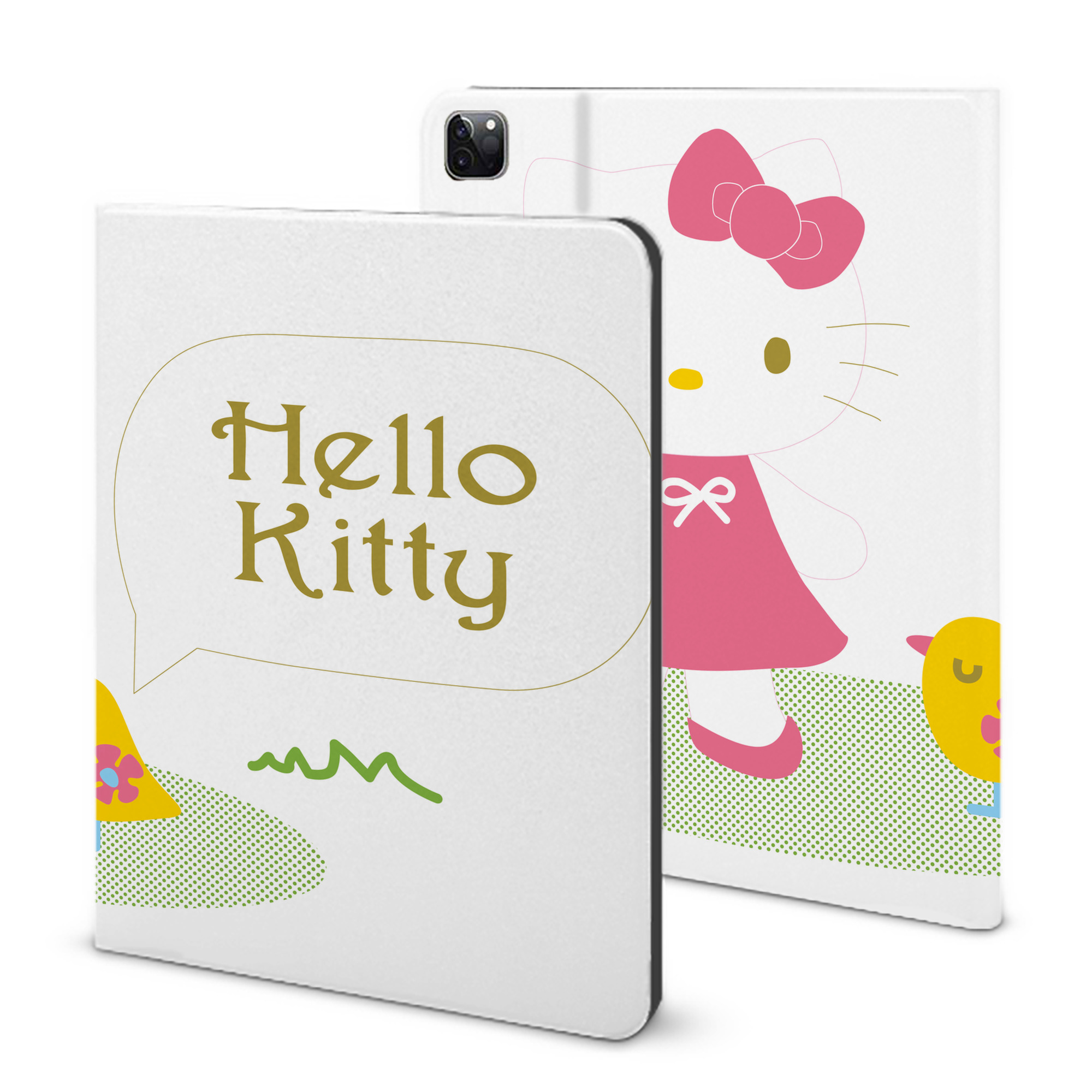 （画像用） Hello Kitty ハローキティ IPad ケース ブック型 PUレザー TPU 耐衝撃 軽量 薄型 ペン収納なし 全面保護 IPad 各モデル対応